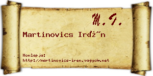 Martinovics Irén névjegykártya